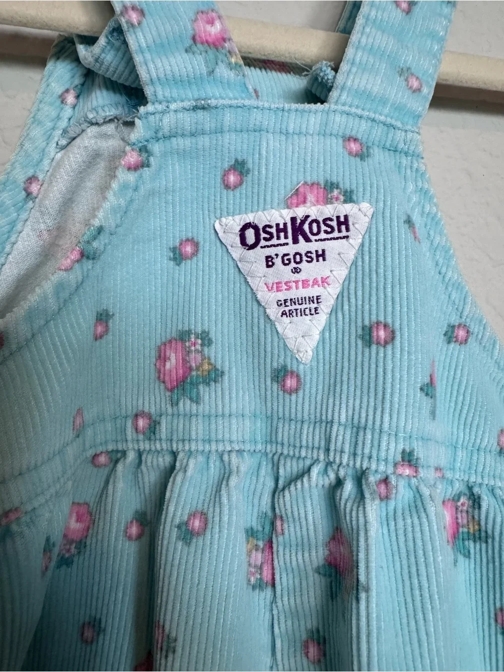 90’s vintage OshKosh B'gosh Aqua Floral Toddler Overalls